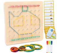 Geoboard de Madera Montessori Juguetes con Tarjetas y Bandas Goma, 8x8 Pasadores Tablero Puzzle Infantiles Matematicas Forma Geometría Rompecabezas Juegos (Tipo 2)