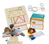 Geoboard de madera para niños | Rompecabezas educativo de madera - Juguete Puzzle STEM de geometría - Para niños de edad preescolar para casa, viaje y fiesta y cumpleaños