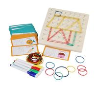 Geoboard Elástico | Aprendizaje De Madera Aprendizaje Cerebral - Patrón Geométrico Juegos De Pillas,Para Niños Niños Preescolares Casa En Viaje Sala de Juegos