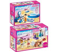 geobra Brandstätter PLAYMOBIL® Dollhouse Juego de 2 Piezas 70208 70211 Dormitorio + Baño
