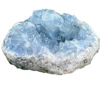 Geoda celestita bruto irregular,grupo cristales naturales,espécimen mineral
