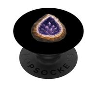 Geoda geométrica Amatista Cristal Amante de la Piedra Baja Poli PopSockets PopGrip Adhesivo