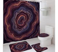 Geode - Juego de cortinas de ducha, modernas, abstractas, ondas, ninguno violeta, poliéster, impermeable, juego de cortina de ducha y tapete de baño, decorativo para habitación de invitados, 72 x 72