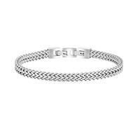 Geoffrey Beene Pulsera de cadena doble Franco de acero inoxidable para hombre con extensión, 22,86 cm, Sin gemas.