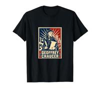 Geoffrey Chaucer, escriba de Cuentos de Canterbury Camiseta gráfica económica, Hombre, Negro, XL