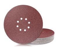 GEOGIEEW 30 unidades de papel de lija de 225 mm, grano 320, 8 agujeros, apto para lijadoras de cuello largo, lijadoras de paneles de yeso y lijadoras de jirafas
