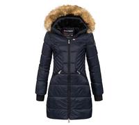 Geographical Norway Abeille Lady - Parka Cálida Para Mujeres En Otoño Invierno - Abrigo Fino Con Capucha De Piel Sintética - Chaqueta A Prueba De Viento - Rego Elegante Ide (Marina M-talla 2)