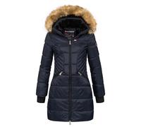 Geographical Norway Abeille Lady - Parka Cálida Para Mujeres En Otoño Invierno - Abrigo Fino Con Capucha De Piel Sintética - Chaqueta A Prueba De Viento - Rego Elegante Ide (Marina L-talla 3)
