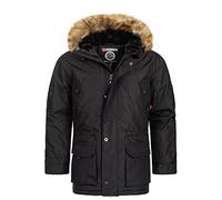 Geographical Norway Abiosaure Men Distribrands - Chaqueta Impermeable Hombre - Abrigo Piel Grueso Capucha Exteriores - Chaqueta Cortavientos Invierno Forro Exterior Hombres (Negro S)