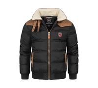 Geographical Norway Abramovitch Men Distribrands - Warm Coat with Fur Hood - Men's Warm Jacket - Long-Sleeved Jacket with Windproof Winter Lining - Men's Casual Style Parka (Black S)