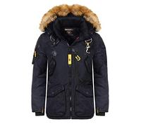 Geographical Norway AGAROS - Abrigo de invierno para hombre (forro polar, cuello de piel, cálido) azul marino XL