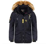 Geographical Norway Agaros Men - Parka Cálida De Otoño Invierno Hombre - Chaqueta Cortavientos Para Hombres - Chaqueta Con Capucha De Piel Aire Libre - Rego Elegante Ide (Marina XL)