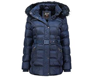 Geographical Norway Aimeraude Lady - Chaqueta Mujer Cálida Esqui - Abrigo Para Mujeres Con Capucha Sintética - Parka Elegante A Prueba De Viento - Otono Invierno Primavera (Marino L)