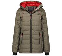 Geographical Norway Astana Lady - Parka Ciente Mujer Otoño Invierno - Abrigo Con Capucha De Piel Sintética - Chaqueta Cortavientos Abrigo Largo - Rego Ide Mujeres Elegantes (Caqui S-talla 1)