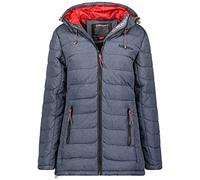 Geographical Norway Astana Lady - Parka Ciente Mujer Otoño Invierno - Abrigo Con Capucha De Piel Sintética - Chaqueta Cortavientos Abrigo Largo - Rego Ide Mujeres Elegantes (Marina S-talla 1)