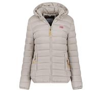 Geographical Norway Atikolor Hood - Chaqueta ligera para mujer con capucha - Chaqueta acolchada cálida mediada - Estilo urbano - Bolsillos con cremallera - insignia y bandera bordada - Corte femenino