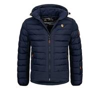 Geographical Norway Aurelien Men - Chaqueta Para Hombre Acolchada Otoño Invierno con Capucha - Abrigo largo Cortavientos De Manga Larga - Casaco Elegante Hombres Ski (Azul Marino XL)