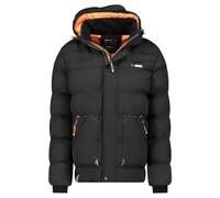 Geographical Norway Badibere - Chaqueta de invierno con capucha cálida abrigo impermeable a prueba de viento, acolchado con aislamiento térmico, chaqueta ligera y cómoda para el frío, Negro , S