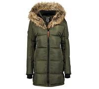 Geographical Norway Beautiful Lady Distribrands - Parka cálida mujer - Abrigo con capucha de piel falsa - Chaqueta de invierno con forro cálido - Regalo mujer Moda casual (Caqui M - Talla 2)