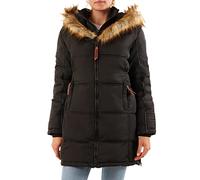 Geographical Norway Beautiful Lady Distribrands - Parka cálida mujer - Abrigo con capucha de piel falsa - Chaqueta de invierno con forro cálido - Regalo mujer Moda casual (Negro S - Talla 1)