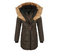 Geographical Norway BEAUTIFUL Mujer/Women - Plumífero/Abrigo Mujer, Parka - Chaqueta polar elegante para el invierno, chaqueta larga mujer, caqui, XXL