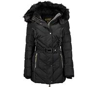 Geographical Norway BECKY LADY - Parka De Mujer Cálida - Abrigo Con Capucha De Piel Falsa - Chaqueta Invierno - Chaqueta Larga Con Forro Cálido - Regalo Mujer Outwear Casual (negro XL) Talla 4