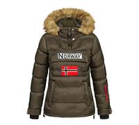 Geographical Norway BELANCOLIE Lady - Parka de Mujer cálida - Abrigo Capucha de Piel sintética - Chaqueta Invierno Acolchada - Chaqueta Corta Forro cálido - Regalo de Mujer (Caqui XL) Talla 4