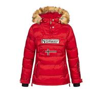 Geographical Norway BELANCOLIE Lady - Parka de Mujer cálida - Abrigo Capucha de Piel sintética - Chaqueta Invierno Acolchada - Chaqueta Corta Forro cálido - Regalo de Mujer (Rojo XL) Talla 4