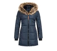 Geographical Norway Belissima - Chaqueta de invierno para mujer con capucha de piel XL azul marino S