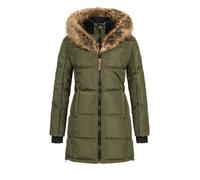 Geographical Norway BEAUTIFUL LADY - Parka cálida, Abrigo grueso con capucha de piel falsa - Chaqueta larga de invierno con forro cálido - Regalo para mujer Moda casual (Caqui S)