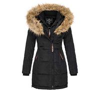 Geographical Norway BEAUTIFUL LADY - Parka cálida - Abrigo grueso con capucha de piel falsa - Chaqueta de invierno - Chaqueta larga con forro cálido - Regalo para mujer Moda casual (Negro M)