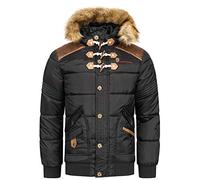 Geographical Norway Belphegore Men Distribrands - Chaqueta Hombres Impermeable - Grueso Abrigo Capucha Al Aire Libre Abrigo Piel - Chaquetas Invierno Acolchada Parka Ideal Hombre (Negro XL)