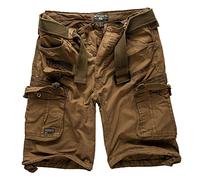 Geographical Norway Bermuda Cargo Shorts with Belt Short Hunter in a Set with Bandana UD, Khaki 4, L