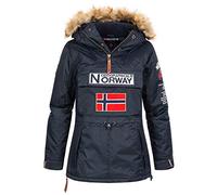 Geographical Norway Bridget Lady - Parka Impermeable Mujeres - Abrigo Grueso Capucha Exteriores - Chaqueta Cortavientos Invierno Cálida - Chaqueta Exteriores para Mujeres Azul Marino XL
