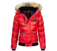Geographical Norway Bugs Lady - Chaqueta Mujer Cálida Esqui - Abrigo Para Mujeres Con Capucha Sintética - Parka Elegante A Prueba De Viento - Otono Invierno Primavera (Rojo XL)