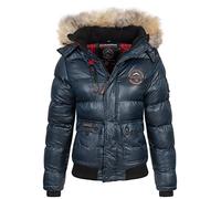 Geographical Norway Bugs Lady - Chaqueta Mujer Cálida Esqui - Abrigo Para Mujeres Con Capucha Sintética - Parka Elegante A Prueba De Viento - Otono Invierno Primavera (Azul Marino L)