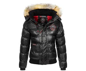 Geographical Norway Bugs Lady - Chaqueta Mujer Cálida Esqui - Abrigo Para Mujeres Con Capucha Sintética - Parka Elegante A Prueba De Viento - Otono Invierno Primavera (Negro XL)