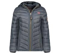Geographical Norway CARLITI HOOD Mujer - Plumífero de invierno grueso con capucha - Cazadora impermeable caliente, chaqueta acolchada estilo urbano y confort para gran frío, gris oscuro, S