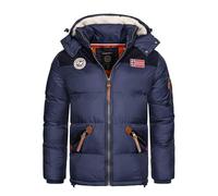 Geographical Norway Celian Men - Chaqueta Para Hombre Acolchada Otoño Invierno con Capucha - Abrigo largo Cortavientos De Manga Larga - Casaco Elegante Hombres Ski (Marino S)