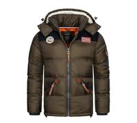 Geographical Norway Celian Men - Chaqueta Para Hombre Acolchada Otoño Invierno con Capucha - Abrigo largo Cortavientos De Manga Larga - Casaco Elegante Hombres Ski (Caqui XL)