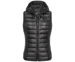 Geographical Norway Chaleco acolchado con capucha de transición otoño invierno Chaleco cortavientos, Negro , L