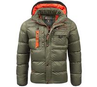 Geographical Norway Chaqueta acolchada de invierno para hombre - Anorak cálido y forrado - Chaqueta outdoor para invierno/otoño en pack con gorro UD, caqui, L
