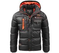 Geographical Norway - Chaqueta acolchada de invierno para hombre, anorak forrada, chaqueta para el invierno y el otoño en paquete con gorro UD Negro XL