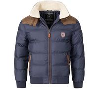 Geographical Norway Chaqueta acolchada de invierno para hombre S - 7XL - Anorak forrada - Chaqueta de exterior para invierno/otoño en paquete con gorro UD, azul marino, XL