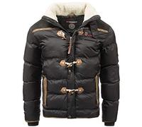 Geographical Norway Chaqueta acolchada para hombre, chaqueta de invierno, talla S - 7XL - Forro cálido Anorak - Chaqueta exterior para invierno/otoño en paquete con gorro UD, Negro Amonai, L