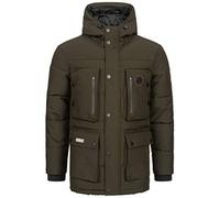 Geographical Norway Chaqueta de invierno para hombre con capucha, con bolsillo y parche, caqui, M