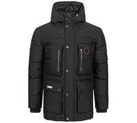 Geographical Norway Chaqueta de invierno para hombre con capucha, con bolsillo y parche, Negro, XXXL