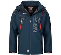 Geographical Norway - Chaqueta impermeable para hombre, chaqueta softshell funcional, para exterior, hidrófuga en paquete con gorro tipo Beanie urbandreamz, marine, XL