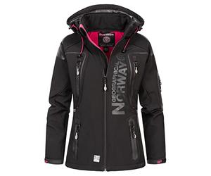 Geographical Norway - Chaqueta para mujer tejido softshell tassion capucha cuello alto black/flashy pink L