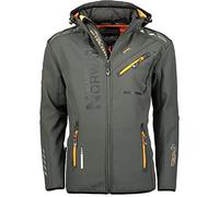 Geographical Norway Chaqueta Rainman Turbo-Dry para hombre con tejido softshell y capucha, gris, XL